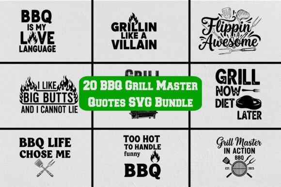 20 BBQ Grill Master Quotes Bundle: A Graphic Design Asset for Bold Branding