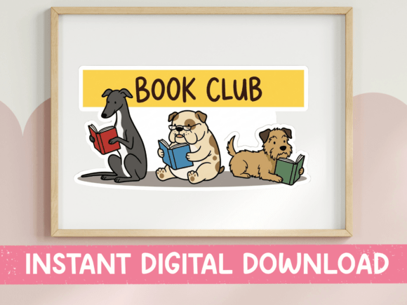 Book Club Dogs Funny Reading Design for Blog Graphics