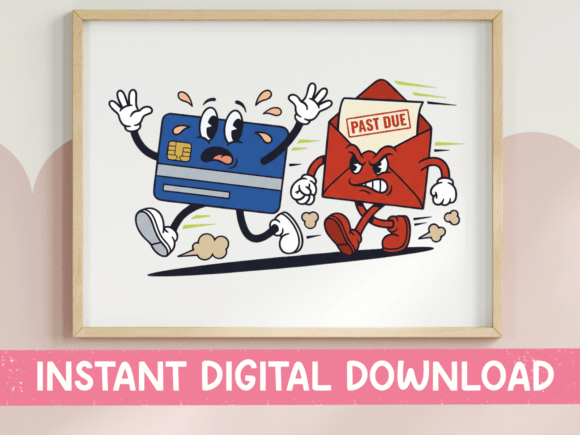 Credit Card Chasing Past Due Bill Graphics for T-Shirt Designs