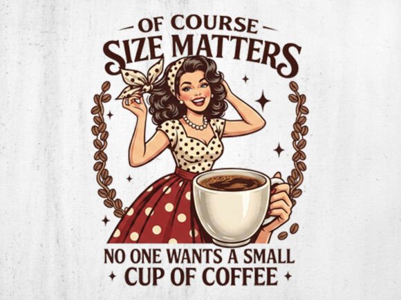 Funny Coffee Size Matters PNG for T-Shirt Designs