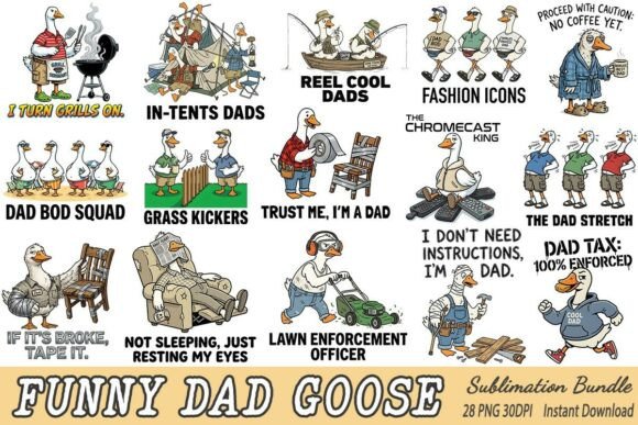 Funny Dad Goose Sublimation PNG Bundle for Handmade Creations