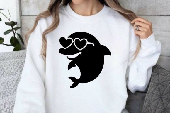 Funny Dolphin with Heart Sunglass SVG for T-Shirt Designs