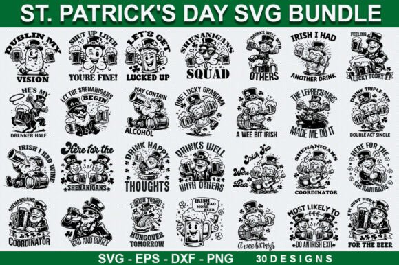 Funny Drinking St Patrick’s Day SVG Bundle for T-Shirt Designs