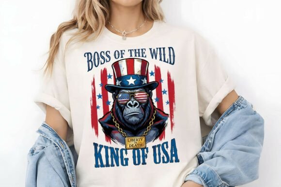 Funny Patriotic Gorilla Sublimation PNG – A Graphic Design Asset for Illustrations