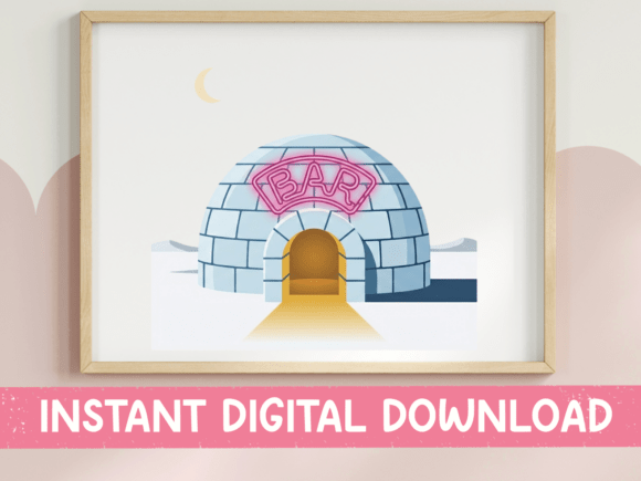 Igloo Bar Neon Sign Winter Design for T-Shirt Designs and Graphics