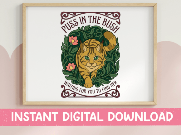 Puss in the Bush Cat SVG for T-Shirt Designs and Graphics