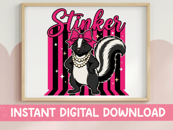 Stinker Skunk Glam SVG PNG for T-Shirt Designs