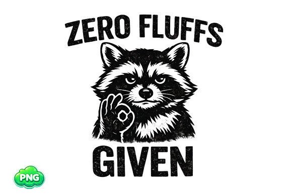 Zero Fluffs Given PNG Funny Raccoon PNG for T-Shirt Designs and Graphics
